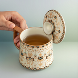 Dunhuang Vintage Pattern Ceramic Mug with Lid