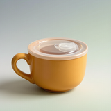 Stackable Large-Capacity Ceramic Mugs in Cream Yellow & Off-White