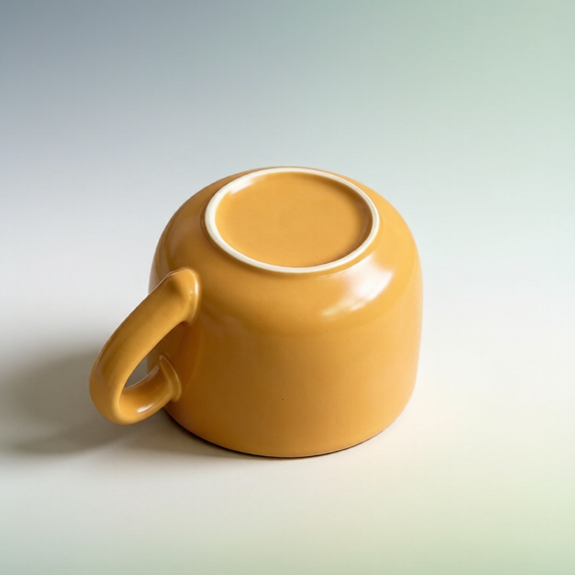 Stackable Large-Capacity Ceramic Mugs in Cream Yellow & Off-White