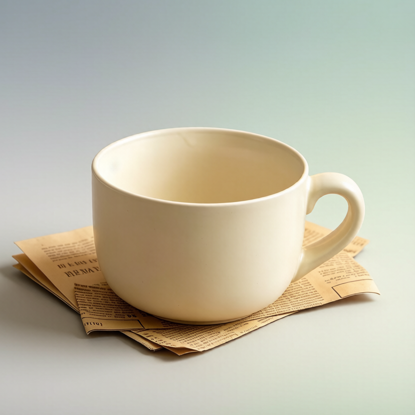 Stackable Large-Capacity Ceramic Mugs in Cream Yellow & Off-White