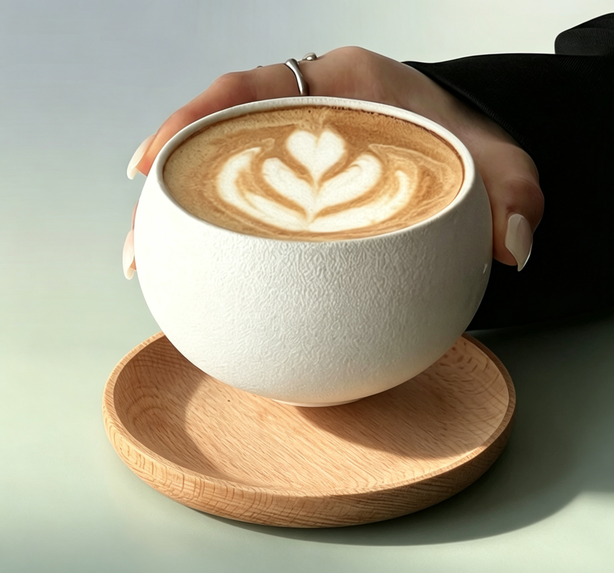 Matte White Textured Round Ceramic Coffee Cup