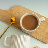 Cream Vertical Stripe Two-Tone Ceramic Mug