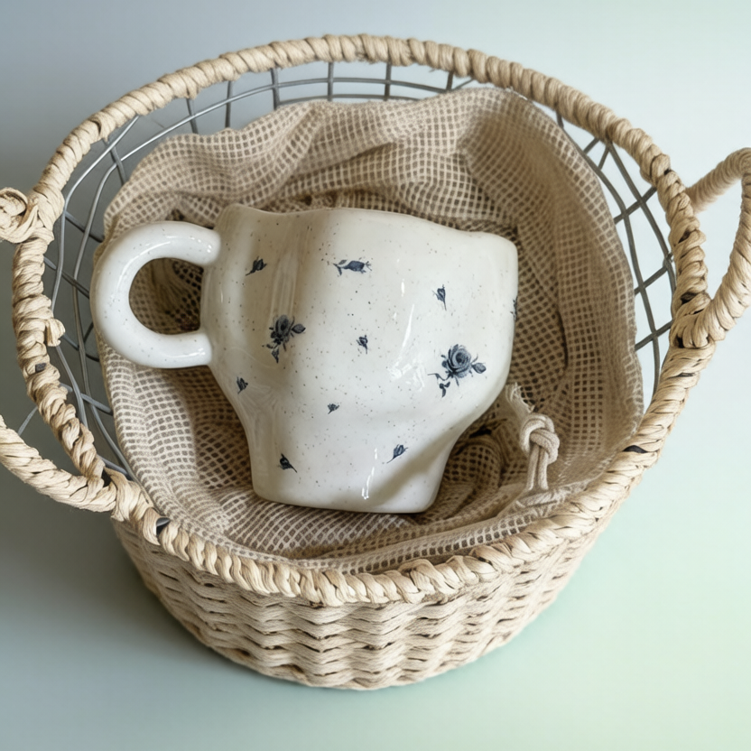 Irregular Speckled Blue Rose Ceramic Mug