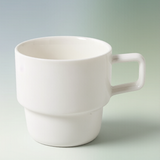 Pure White Layered Square Handle Stackable Ceramic Mug