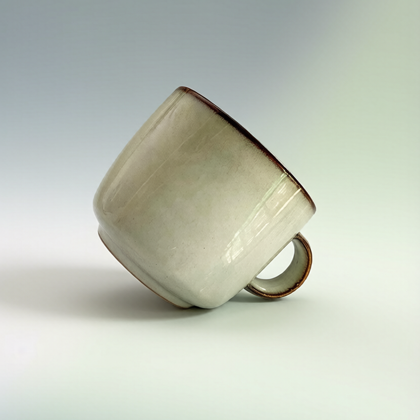 Kiln-Changed Brown Rim Rustic Stoneware Mug